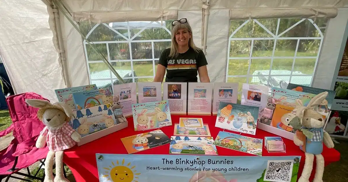 Lisa, retired teacher and author of The Binkyhop Bunnies
